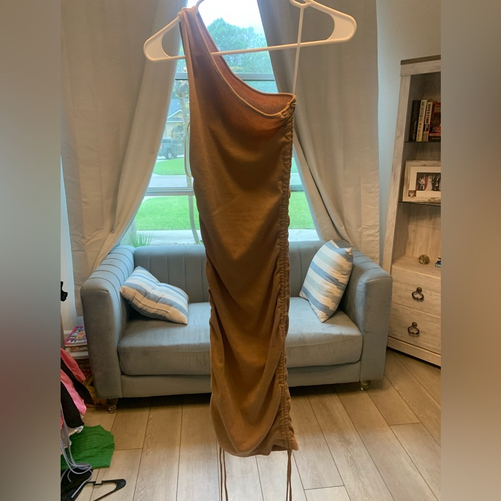 SHEIN One Shoulder Dress in Brown